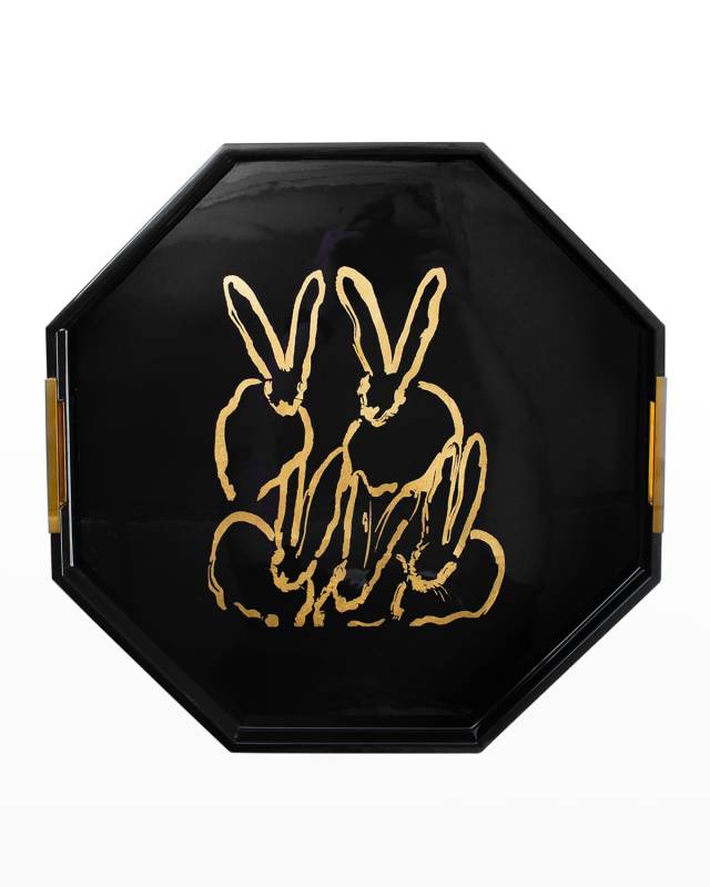 Regal Rabbits Octagonal Tray with Brass Handles